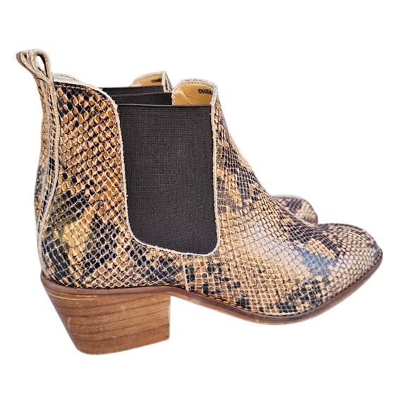 Snake Print Bootie Steve Madden Chaselyn Size 9 Brown Leather Ankle Chelsea Boot - Picture 6 of 13